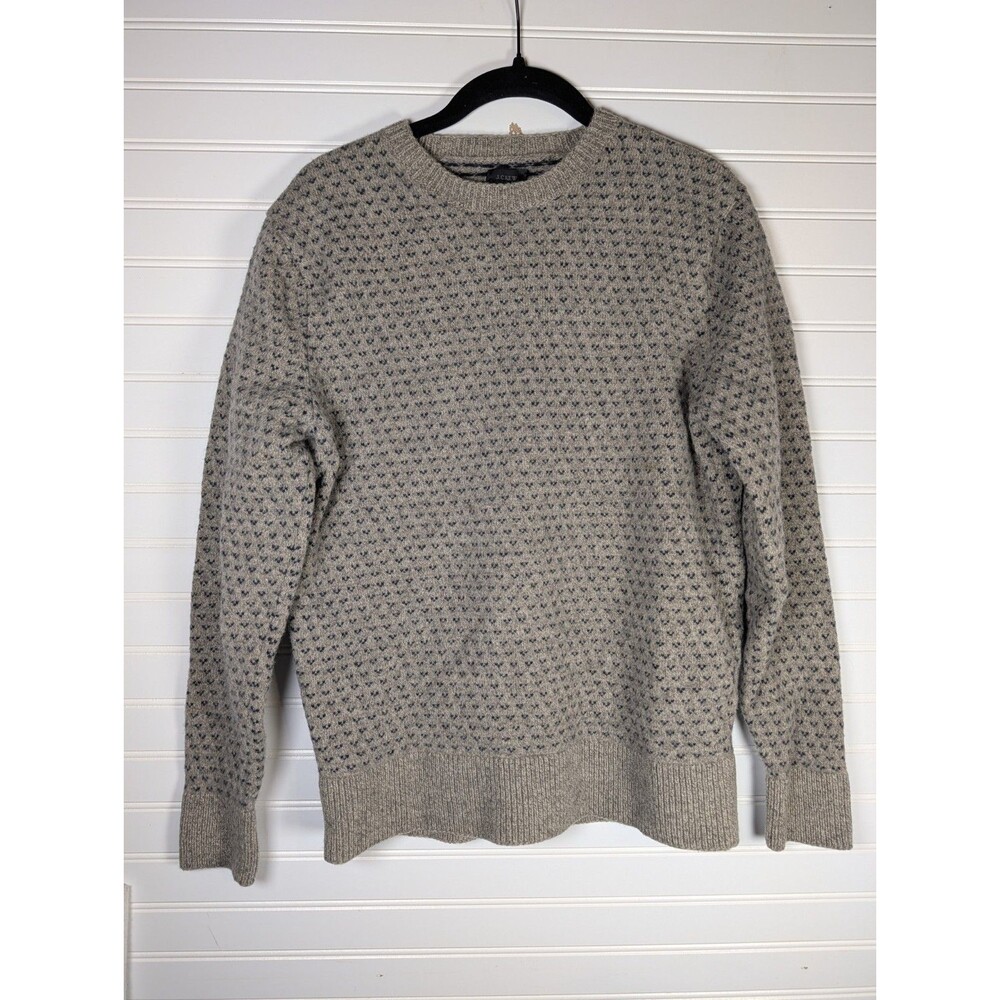 J. Crew Mens L Beige 100% Lambswool Crew Neck Sweater